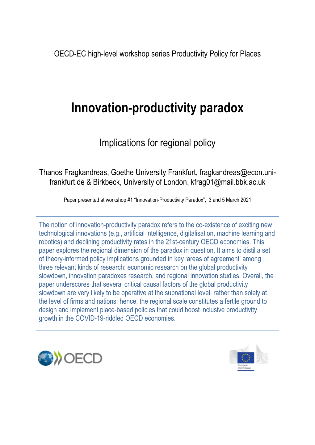 Innovation-Productivity Paradox