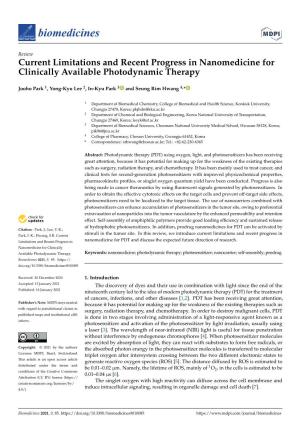 Current Limitations and Recent Progress in Nanomedicine for Clinically Available Photodynamic Therapy