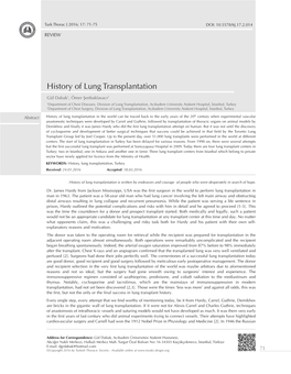 History of Lung Transplantation