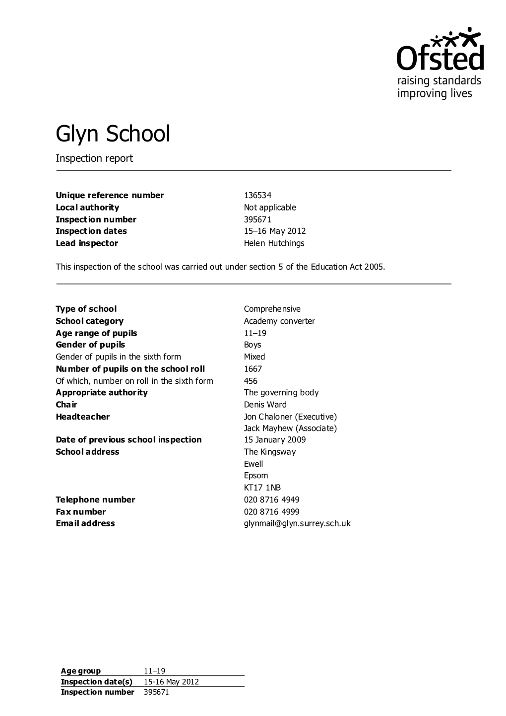 Glyn School Inspection Report