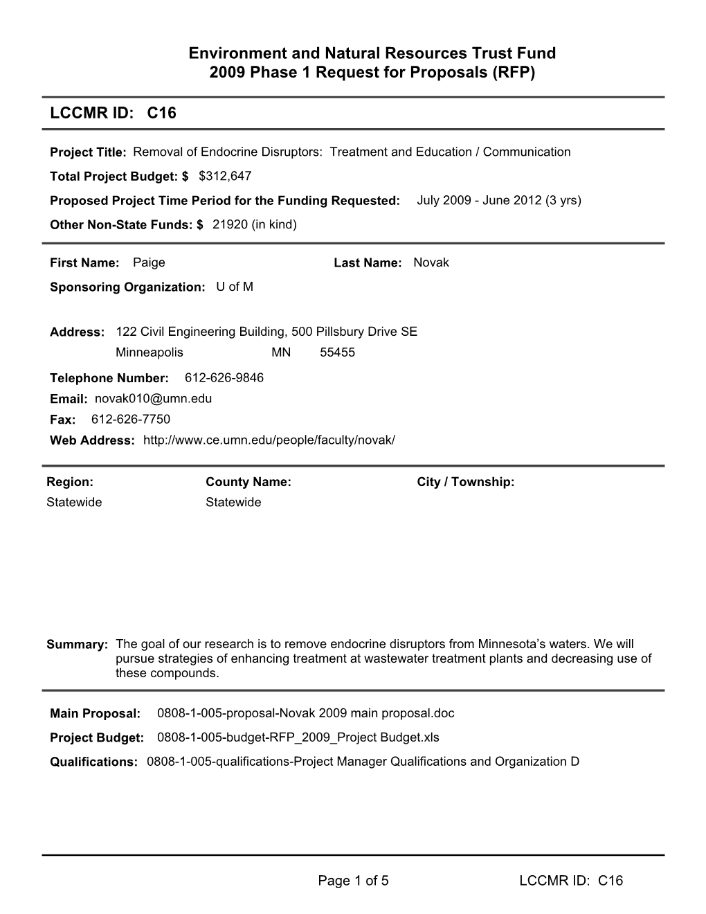 RFP Phase 1 Report