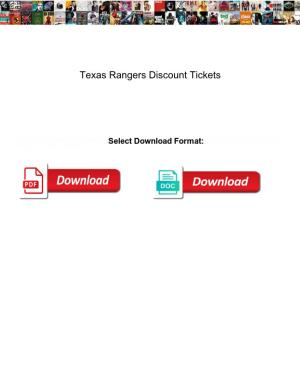 Texas Rangers Discount Tickets