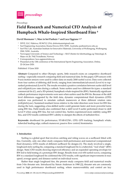 Field Research and Numerical CFD Analysis of Humpback Whale-Inspired Shortboard Fins †