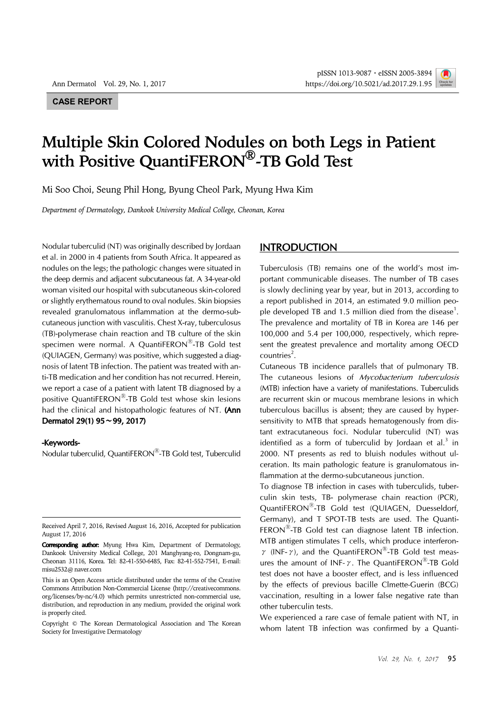 Multiple Skin Colored Nodules on Both Legs in Patient with Positive QuantiferonⓇ-TB Gold Test