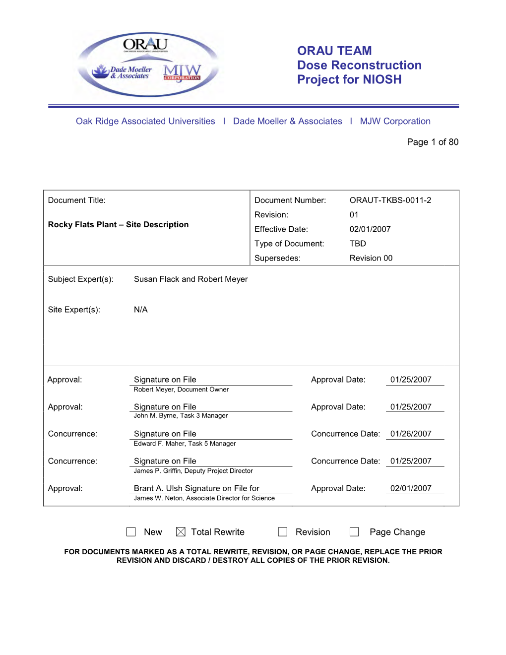 ORAU TEAM Dose Reconstruction Project for NIOSH