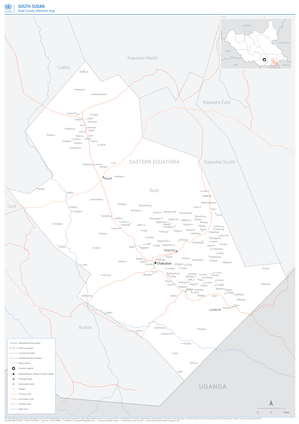 SOUTH SUDAN Budi County Reference Map