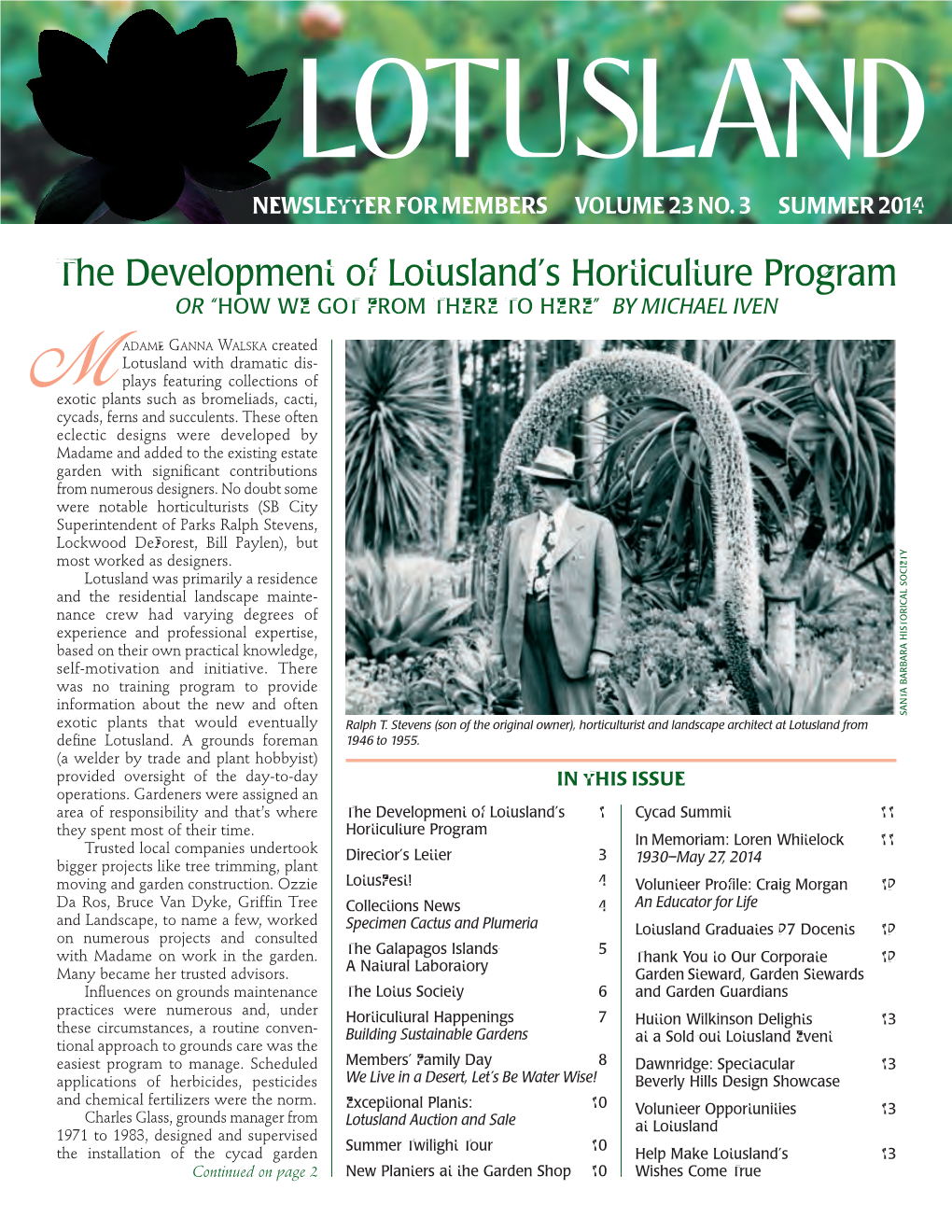 The Development of Lotusland's Horticulture Program