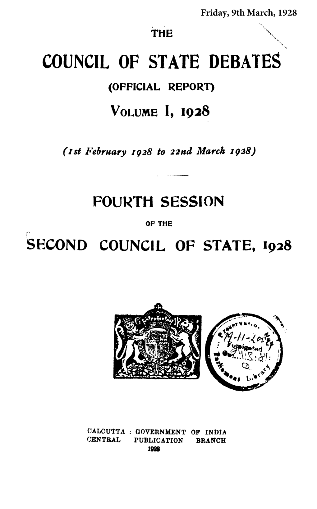 Council of State Debates (Opficial Report)