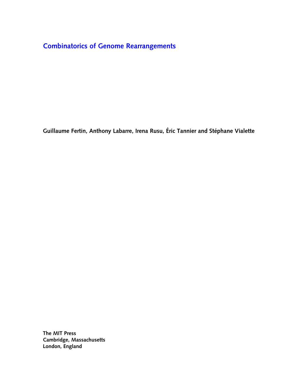 Combinatorics of Genome Rearrangements