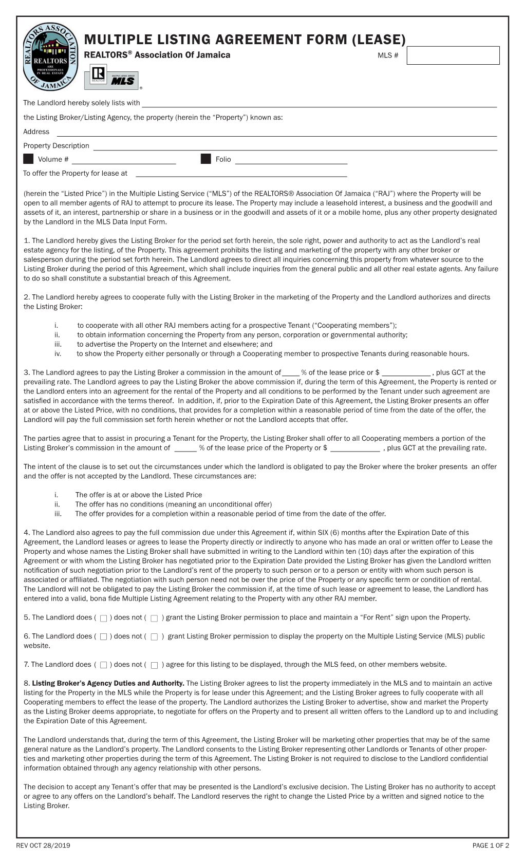 Multiple Listing Agreement Form (Lease)-Print.Indd