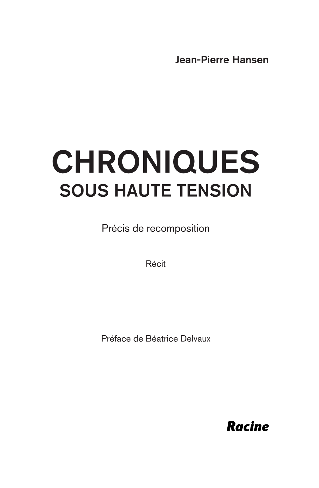 Chroniques Sous Haute Tension