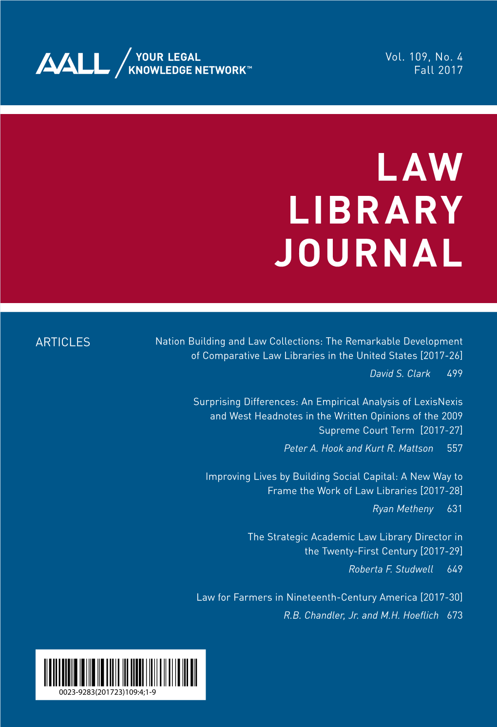 LAW LIBRARY JOURNAL LAW LIBRARY JOURNAL Vol