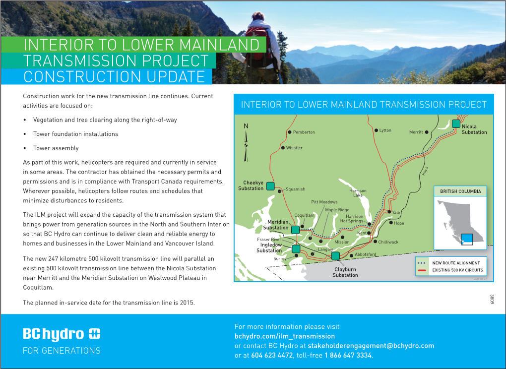 Interior to Lower Mainland Transmission Project CONSTRUCTION UPDATE