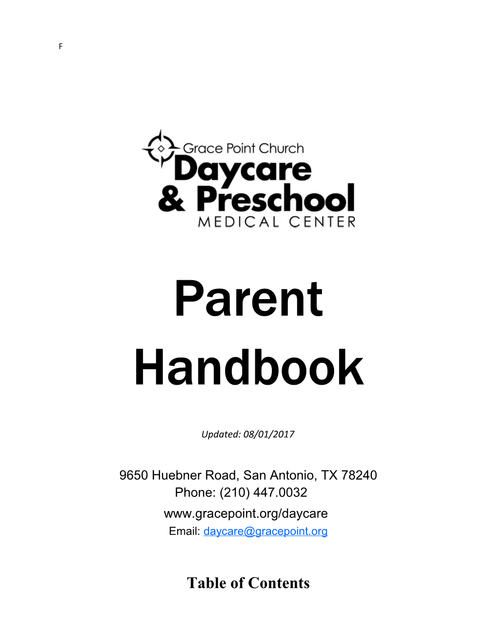 Grace Point Daycare & Preschool Parent Handbook