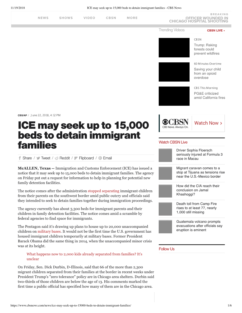 ICE May Seek up to 15,000 Beds to Detain Immigrant Families - CBS News