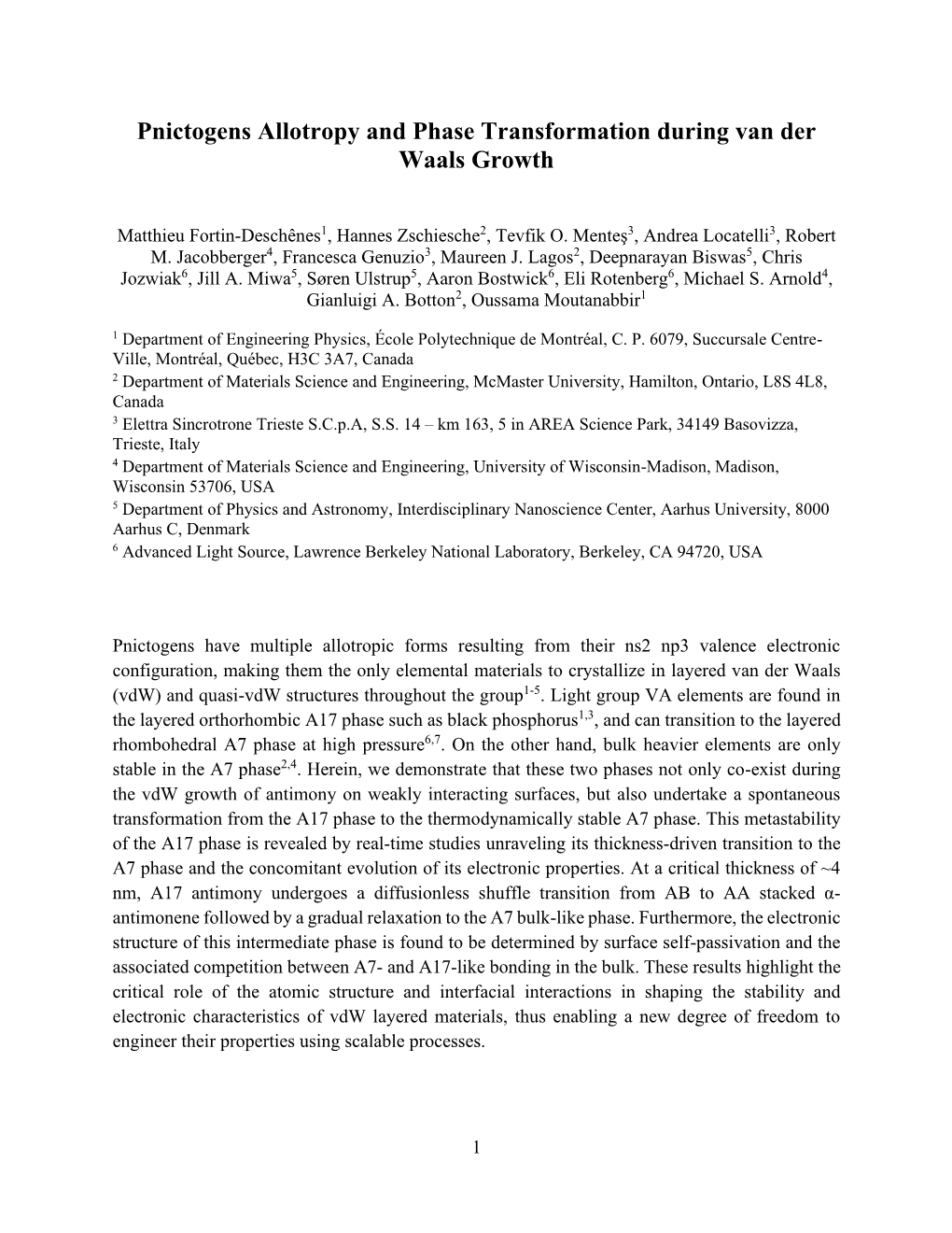 Pnictogens Allotropy and Phase Transformation During Van Der Waals Growth