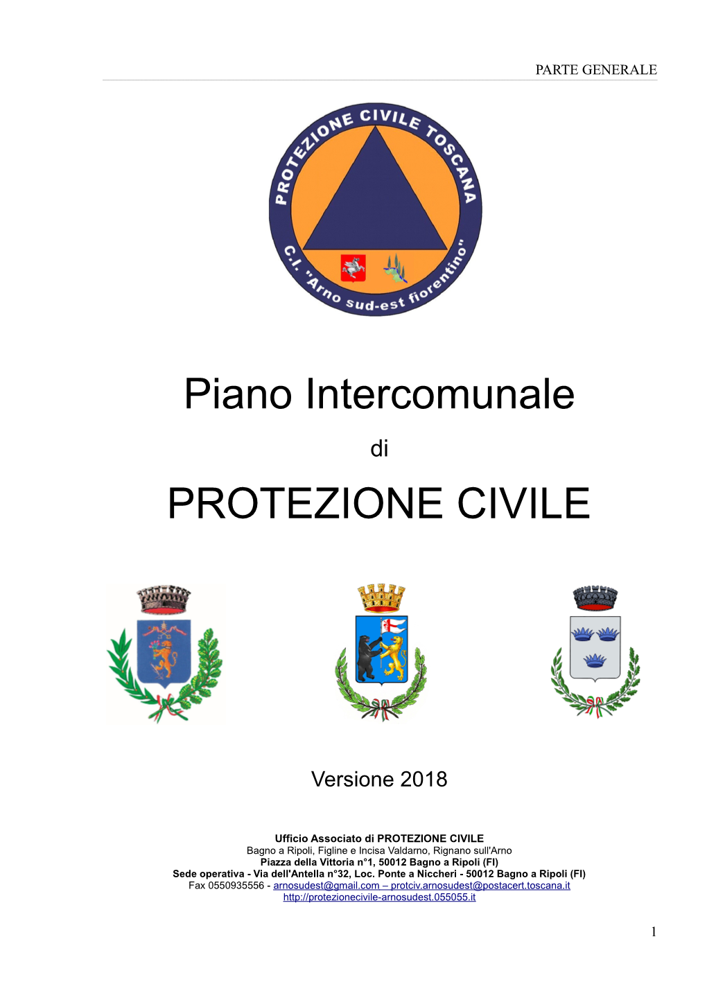 Piano Intercomunale Di PROTEZIONE CIVILE