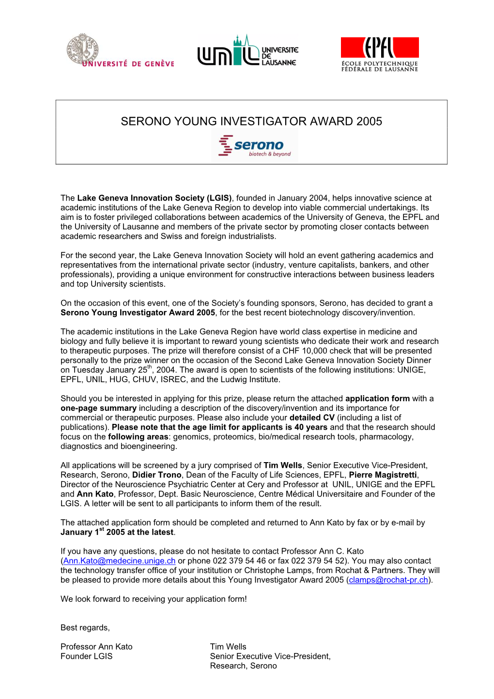 Serono Young Investigator Award 2005