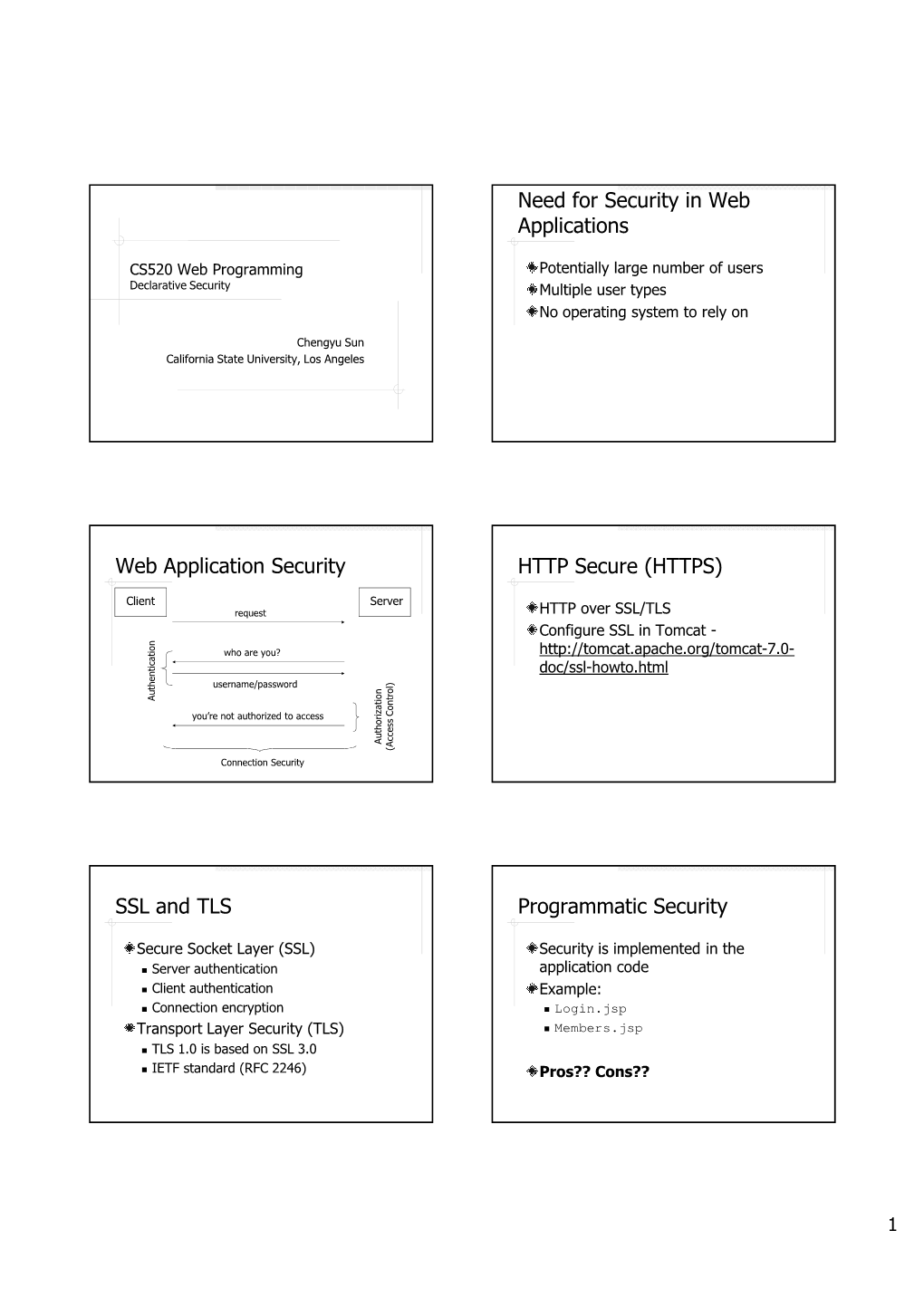 Need for Security in Web Applications Web Application Security HTTP