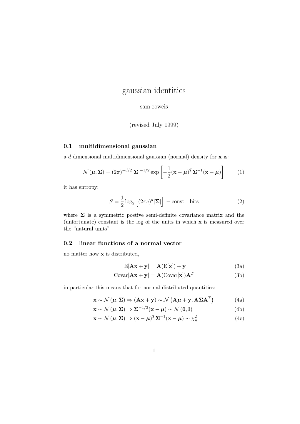 Gaussian Identities