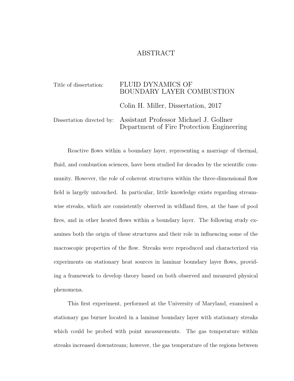 Fluid Dynamics of Boundary Layer Combustion