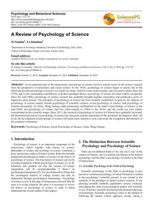A Review of Psychology of Science