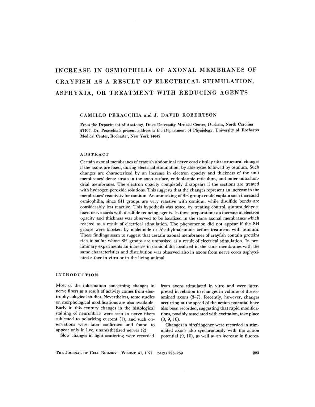 Increase in Osmiophilia of Axonal Membranes of Crayfish As a Result of Electrical Stimulation, Asphyxia, Or Treatment with Reducing Agents