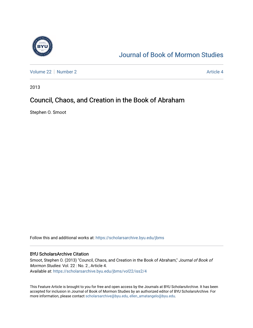 Council, Chaos, and Creation in the Book of Abraham