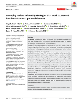 A Scoping Review to Identify Strategies That Work to Prevent Four Important Occupational Diseases