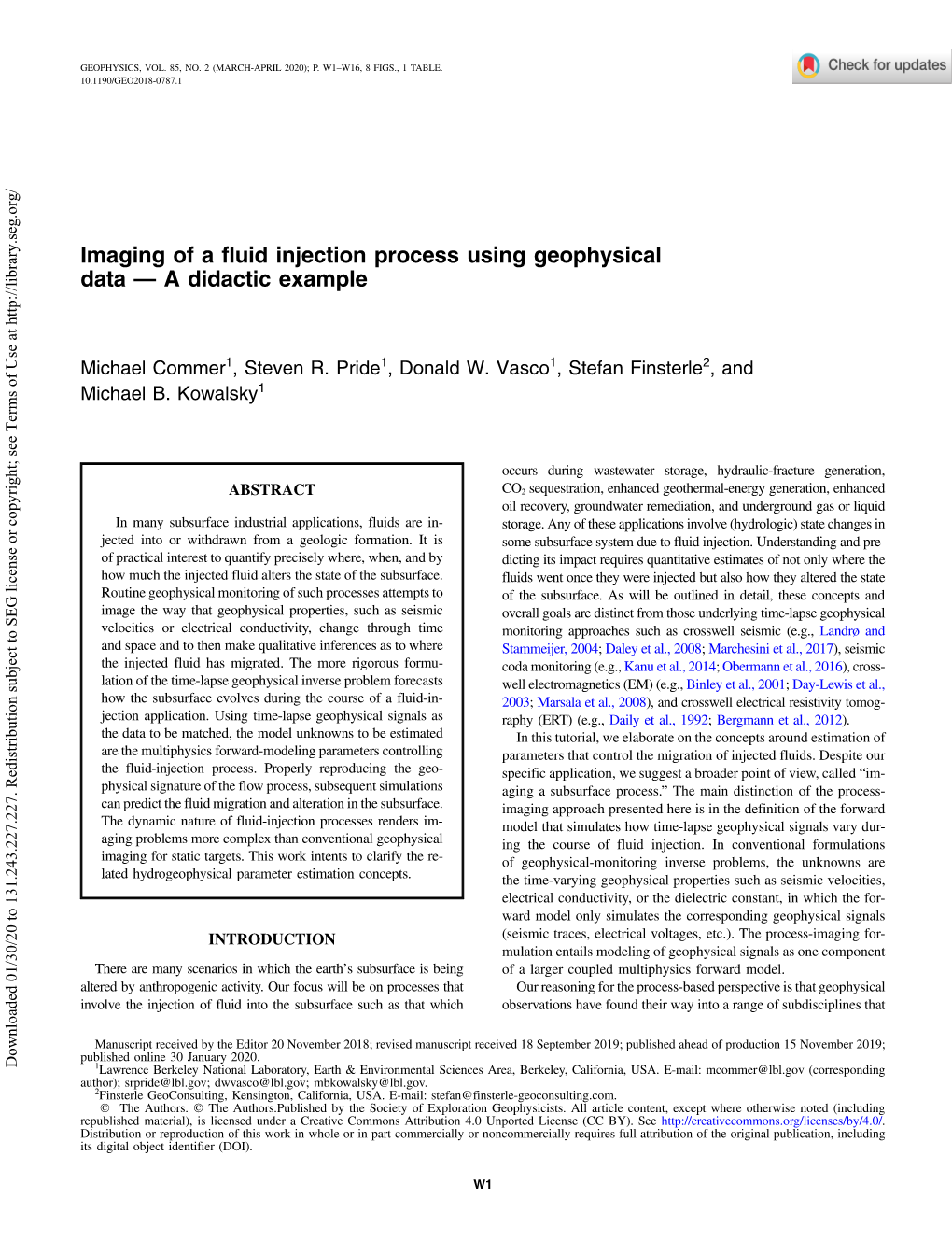 Imaging of a Fluid Injection Process Using Geophysical Data — a Didactic Example