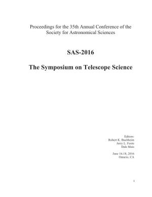 SAS-2016 the Symposium on Telescope Science