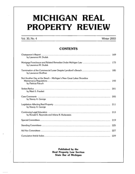 MICHIGAN REAL PROPERTY REVIEW Winter 2003 - Page 169
