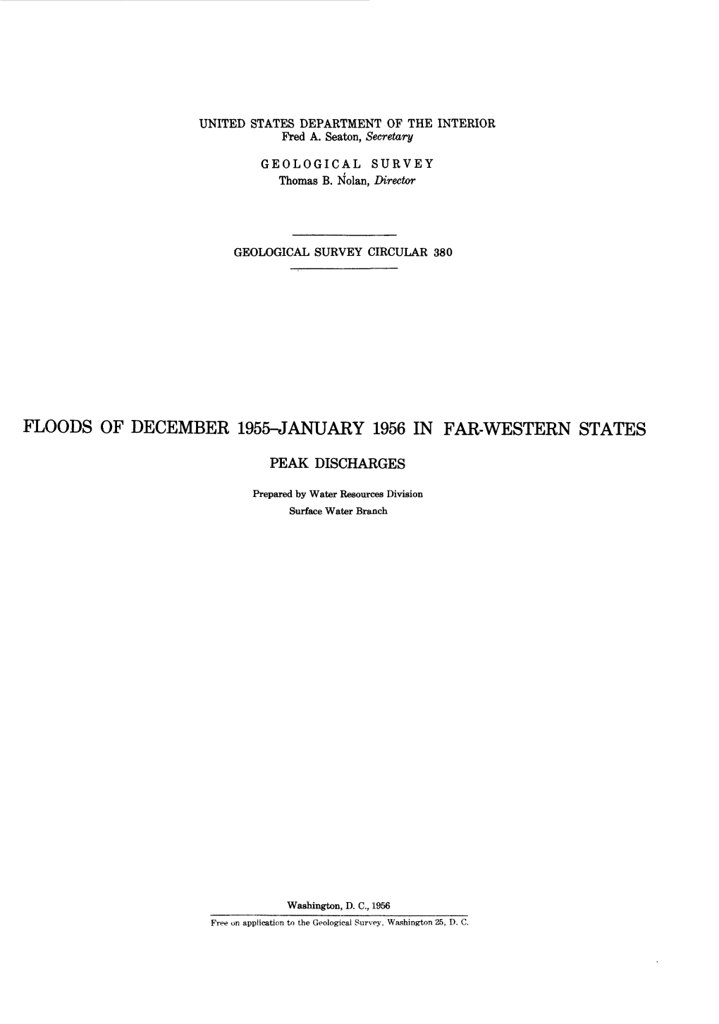 Floods of December 1955-January 1956 in Far-Western States