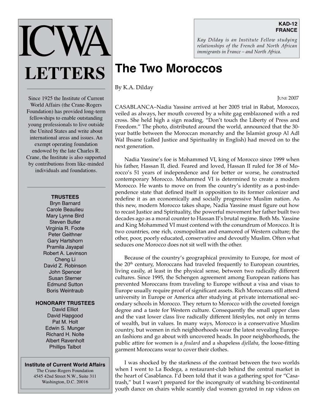 The Two Moroccos by K.A