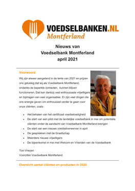 Nieuws Van Voedselbank Montferland April 2021