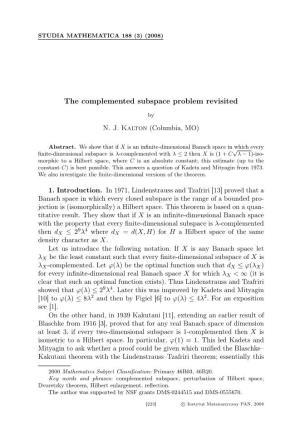 The Complemented Subspace Problem Revisited