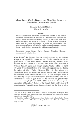 “Mary Roper Clarke Bassett and Meredith Hanmer's