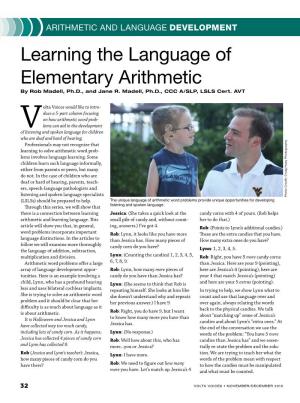 Learning the Language of Elementary Arithmetic by Rob Madell, Ph.D., and Jane R