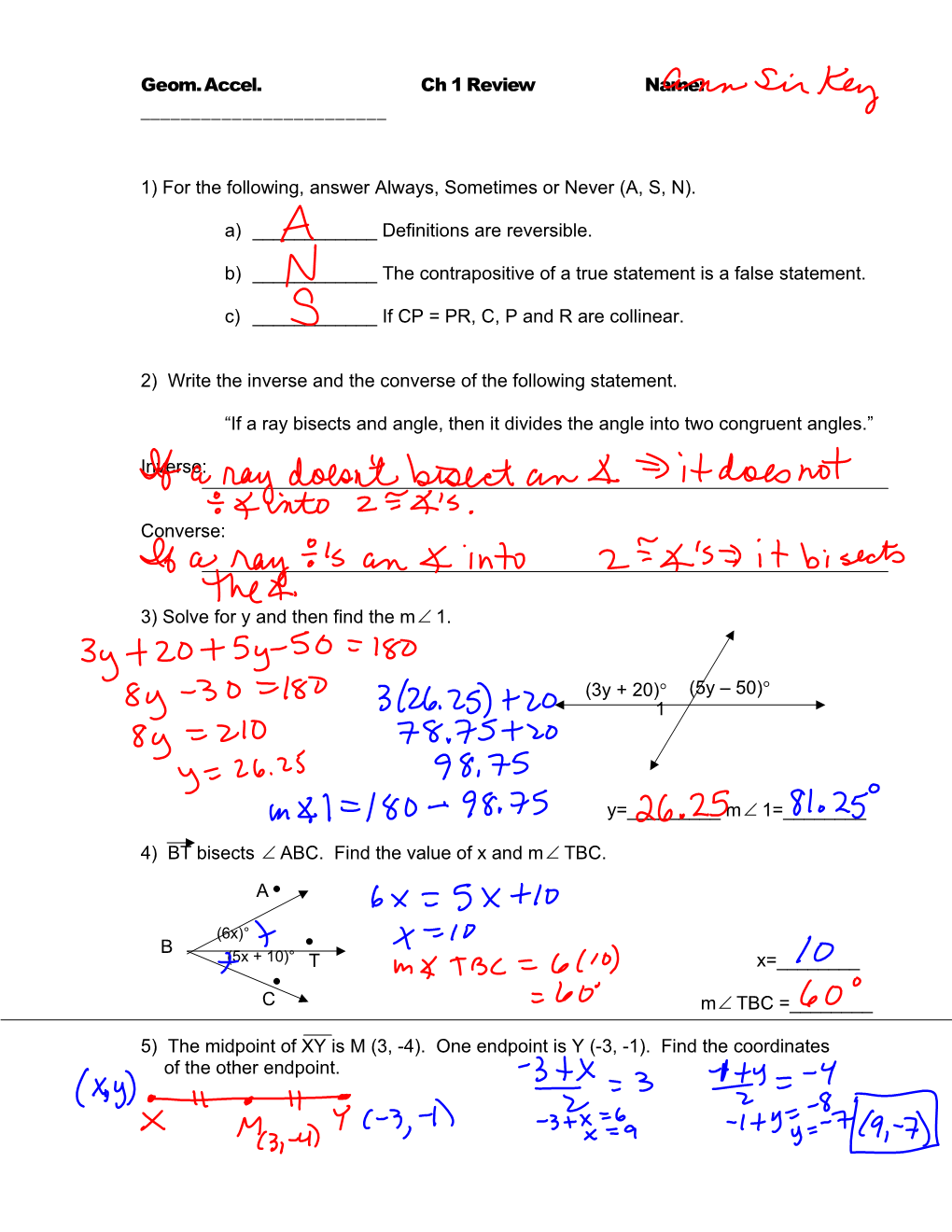 TRY: the Midpoint of XY Is M (3, -4)