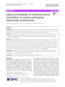 Safety and Feasibility of Contained Uterine Morcellation in Women