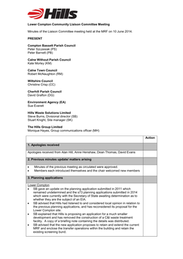 Lower Compton Community Liaison Committee Meeting