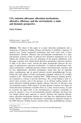 CO2 Emission Allowance Allocation Mechanisms, Allocative Efficiency