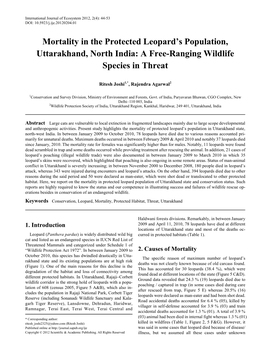 Mortality in the Protected Leopard's Population, Uttarakhand, North India
