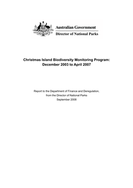 Christmas Island Biodiversity Monitoring Program: December 2003 to April 2007