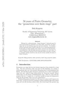 50 Years of Finite Geometry, The" Geometries Over Finite Rings" Part