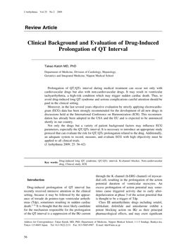 Clinical Background and Evaluation of Drug-Induced Prolongation of QT Interval