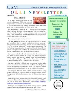 OLLI at USM Newsletter April 2020