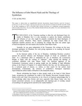 The Influence of John Mason Neale and the Theology of Symbolism
