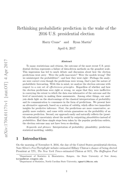 Rethinking Probabilistic Prediction in the Wake of the 2016 U.S. Presidential Election