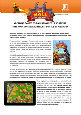 The Wall : Medieval Heroes" Sur Ios Et Android